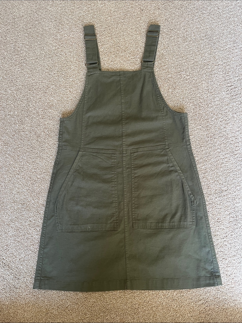 Toad&Co Olive Green Utility Pinafore Mini Dress